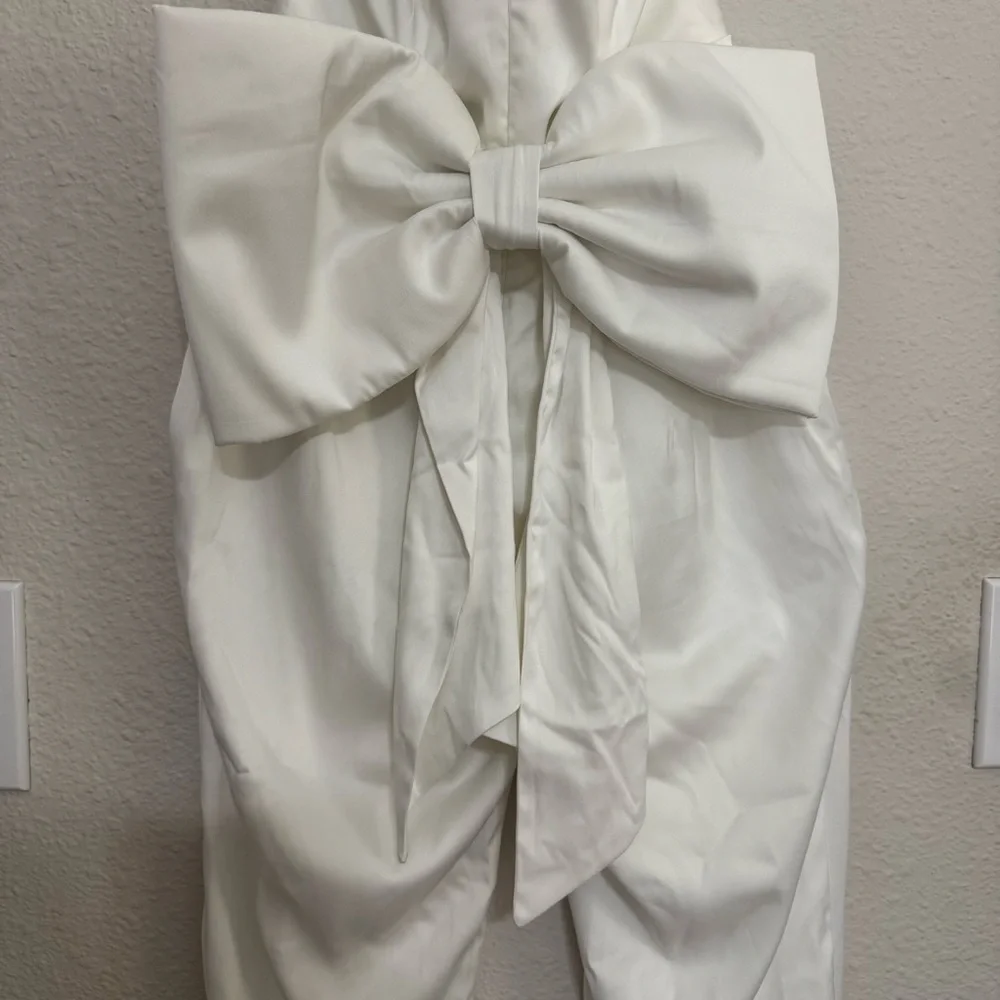 Lulus Beloved Bliss Ivory Strapless Slim Leg Bow Jumpsuit-Size XS NWOT - Picture 9 of 14